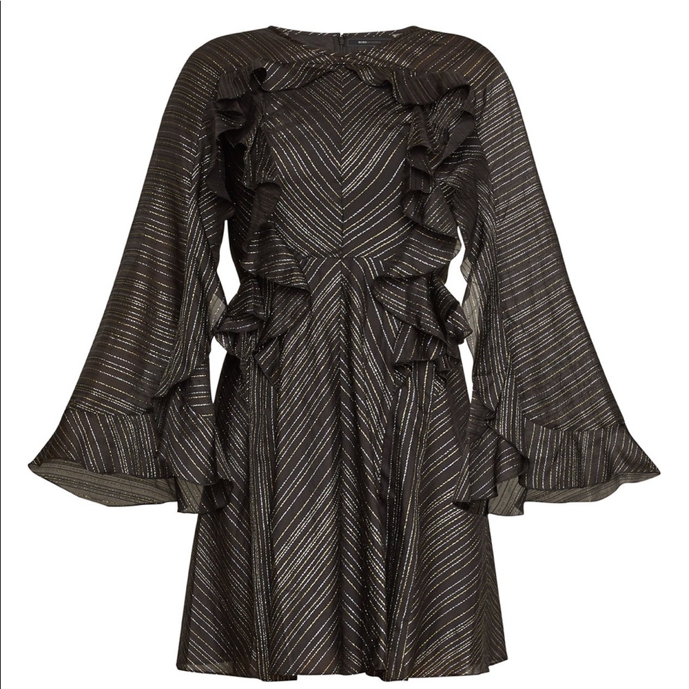 BCBG metallic ruffle dress